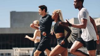 Group of friends running while wearing TicWatch Pro 5 Enduro